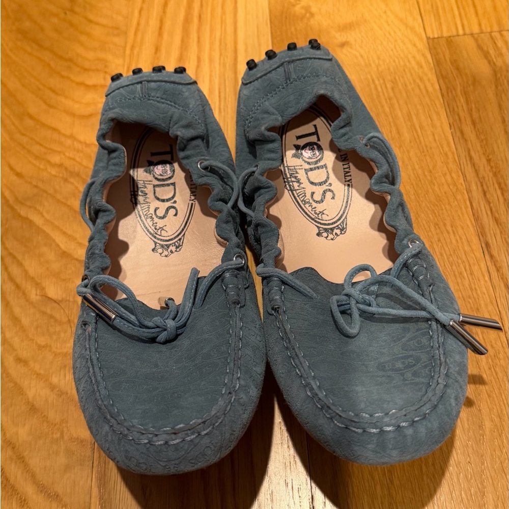 Tod's Teal Suede Women's Driving Moccasins